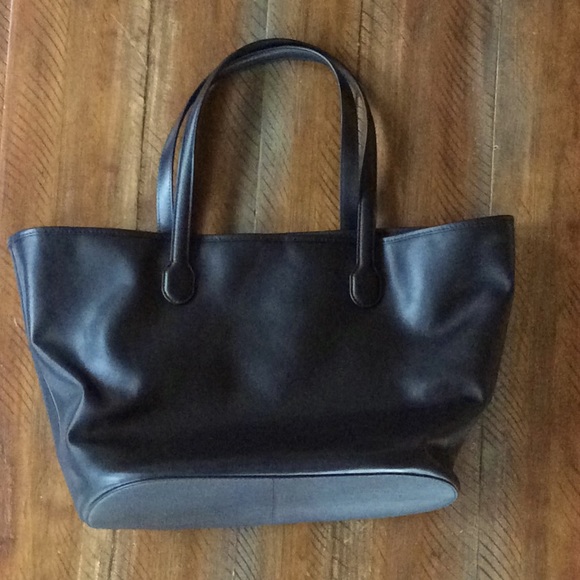 J.Crew Leather Tote Bag Black Berkeley New - Picture 2 of 4
